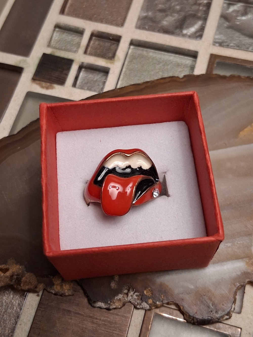 Red Tongue Lip Statement Ring - Women Jewelry